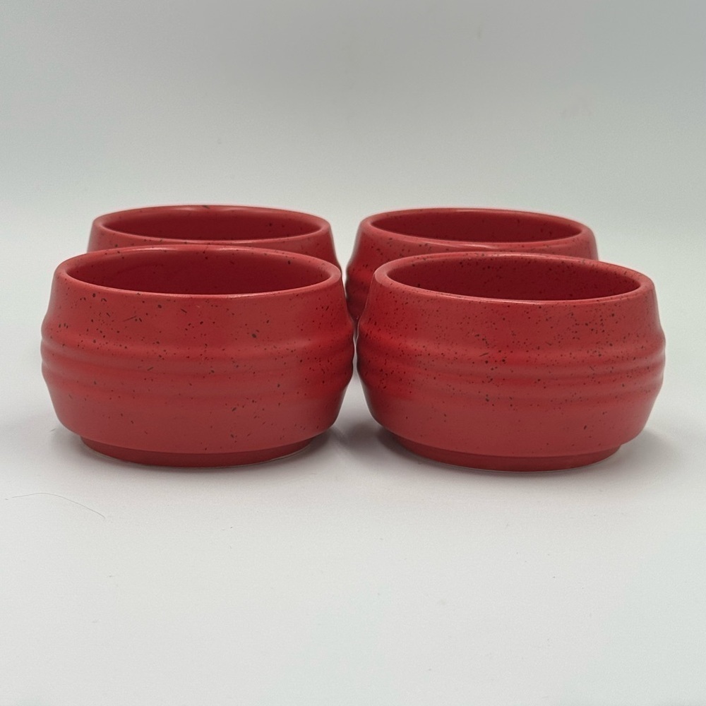 Unbranded Red & Black Speckled Stoneware Bowls Set of 4